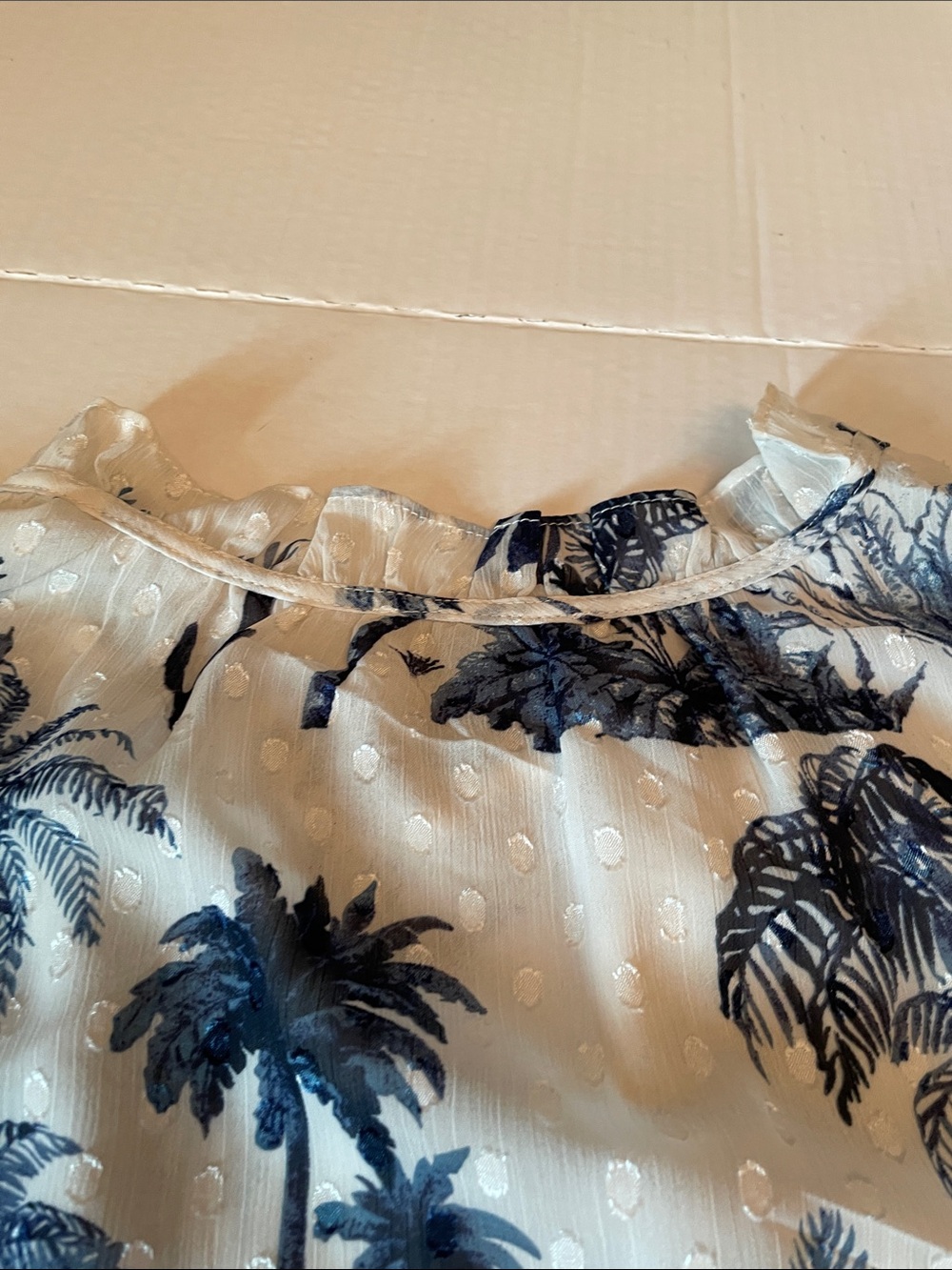 RACHEL Rachel Roy Ivory Blouse with Navy Palm Print - Picture 11 of 12